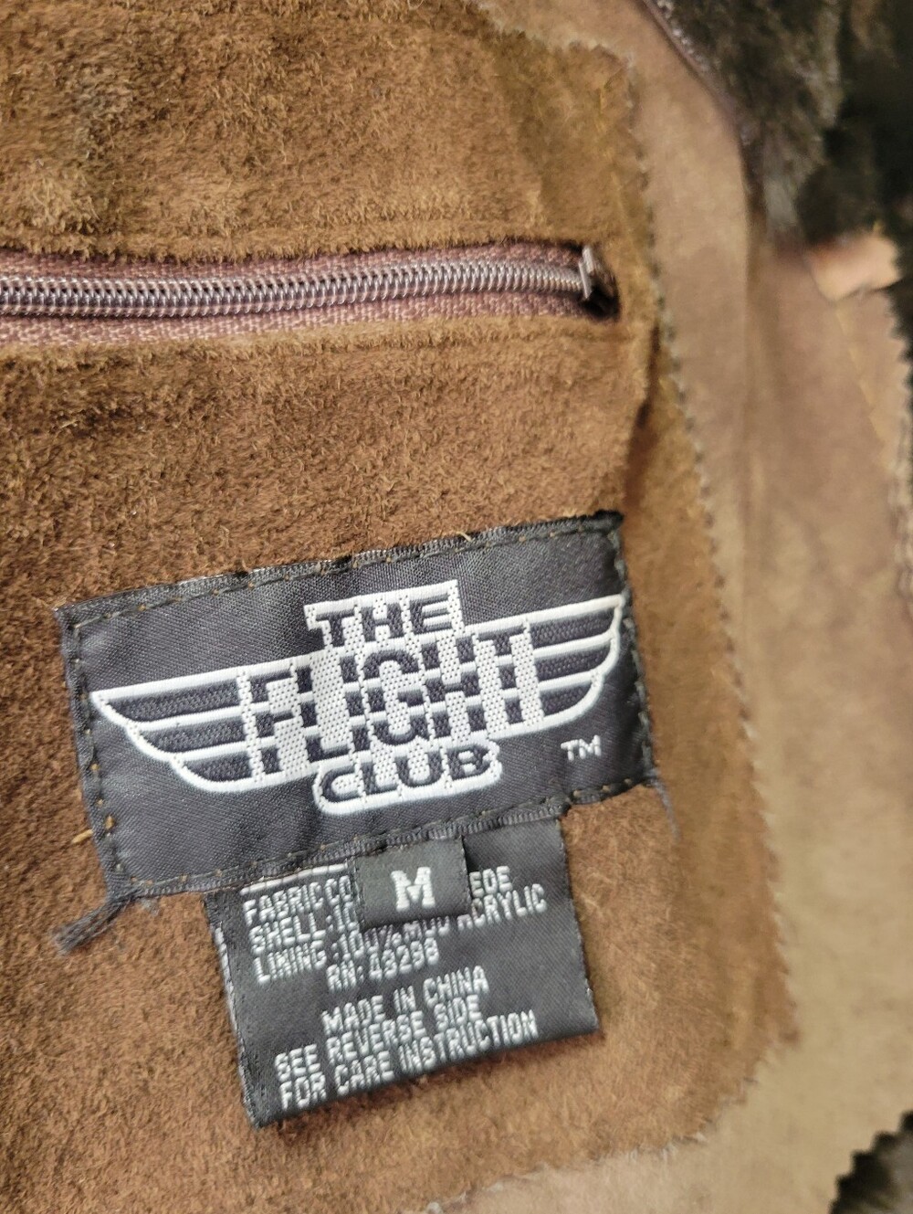 Vintage The Flight Club Brown Suede Faux Fur Oversized Statement Coat M - Picture 2 of 15